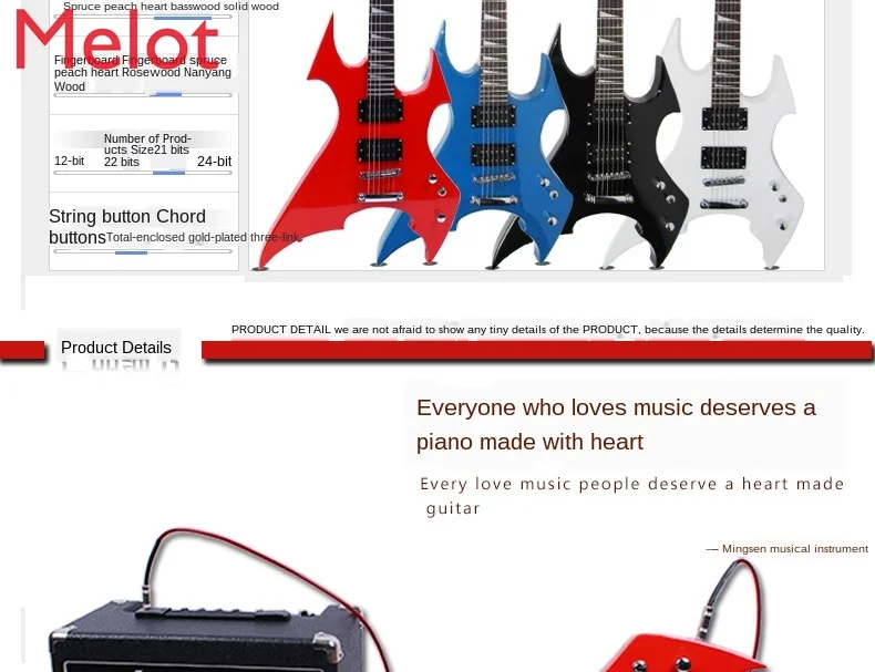 

Personalized Creative Flame Electric Metal Rock Novice Beginner Entry Musical Instrument Set Assembly Effector Electric Guitar