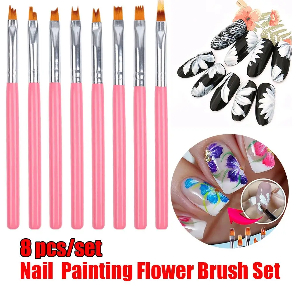 

Nail Polish Pen Wood Handle Easy to Outline Flower Drawing Pen Acrylic Nail Art Brush UV Gel Nail Painting Brush Set