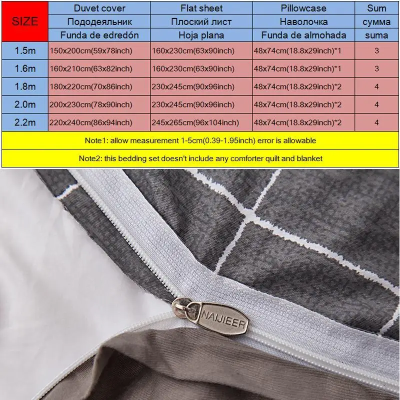 

50Pure Cotton Reactive Printed Plaid Striped Comforter Sets Bed Linens 3/4PCS Twin Full Queen Size Kids Adult Bedding Sets