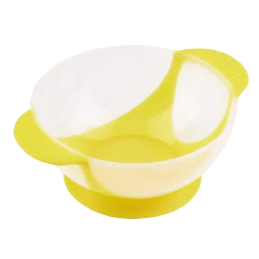 1 PC Yellow Bowl Набор детской посуды, Детская обучающая посуда для кормления, детская посуда, чувствительная к температурам, ложка+ чашка на присоске, Набор чашек - Цвет: 1 PC Yellow Bowl