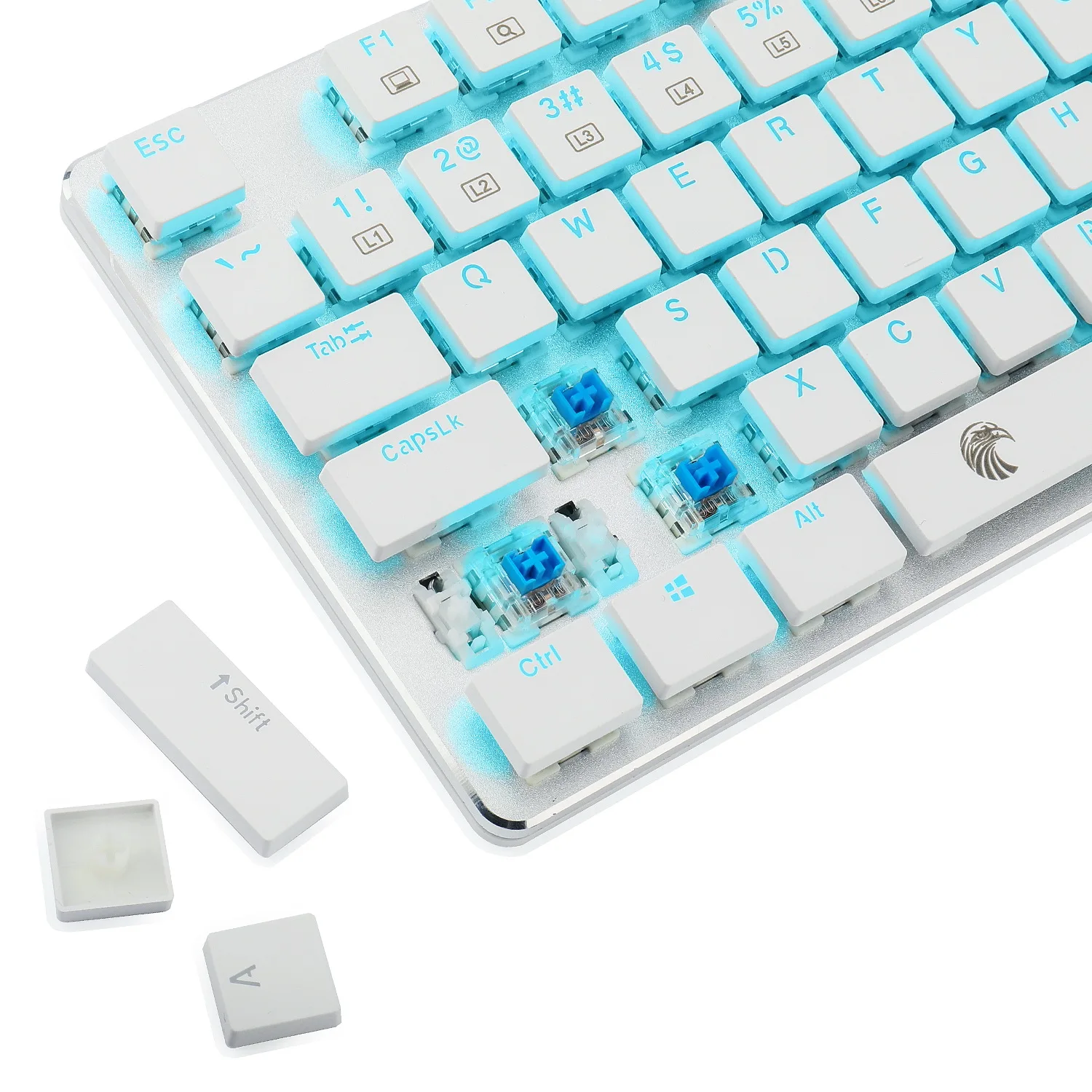 HUO JI Low Profile Crystal Mechanical Keyboard Full Size 104 Keys E-Yooso OA Blue Led Backlit Wired Keyboard enlarge