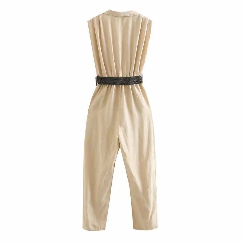 Новинка 2020 женские модные однотонные комбинезоны с карманами в Сиамском стиле