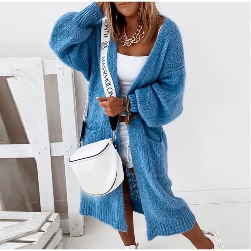 

Knitted Cardigan Women's Long Sweater Coat Autumn Long-sleeve Solid Loose Sweaters Female 2021 Winter Lady Streetwear Cardigans