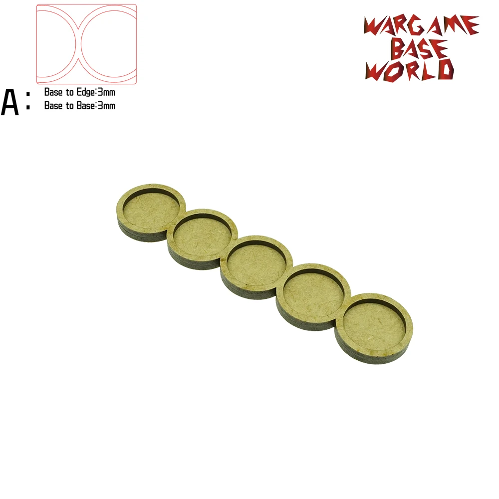 edge3basetobase3 Wargame Base World- Movement Tray- 5 round 25mm- Line Shape MDF - Цвет: edge3basetobase3