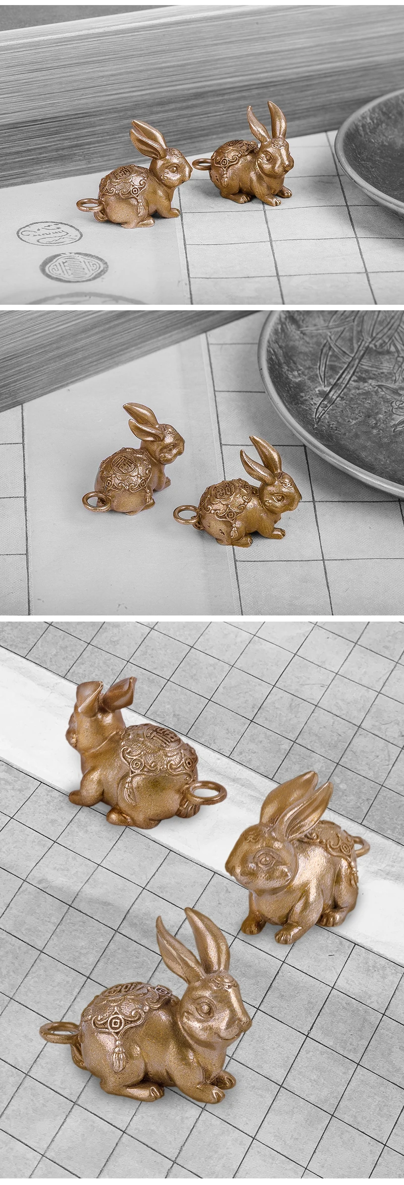 Coppertist. wu fortune bunny бронзовый брелок латунный брелок для ключей ручной работы Золотой Модный животный кролик кольцо для ключей с сумочкой кулон