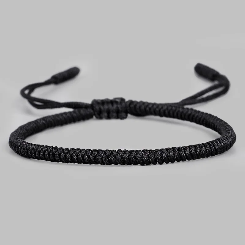 Тибетский буддийский Blessed сырный цвет хорошие счастливые узлы веревки браслеты ручной работы размер регулируемый буддизм плетеный браслет - Окраска металла: 2425BLACK
