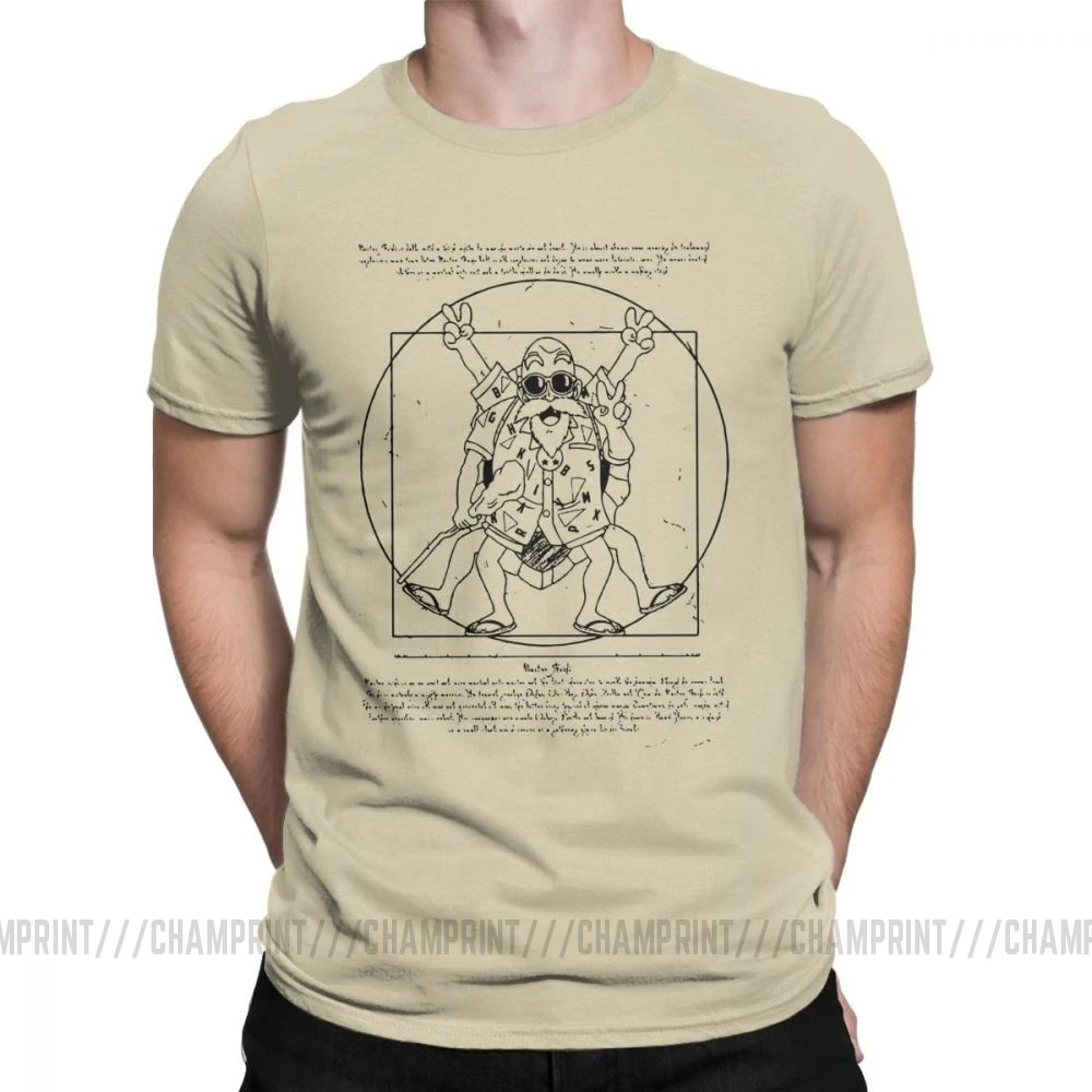 Мужская футболка Vitruvian Roshi Dragon Ball Z, забавная футболка из чистого хлопка с коротким рукавом, футболка Goku Super Saiyan Vegeta Dbz, футболка в стиле Харадзюку - Цвет: Хаки