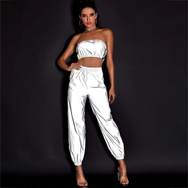 Женские спортивные штаны светоотражающие для бега Хип Хоп танцевальное шоу