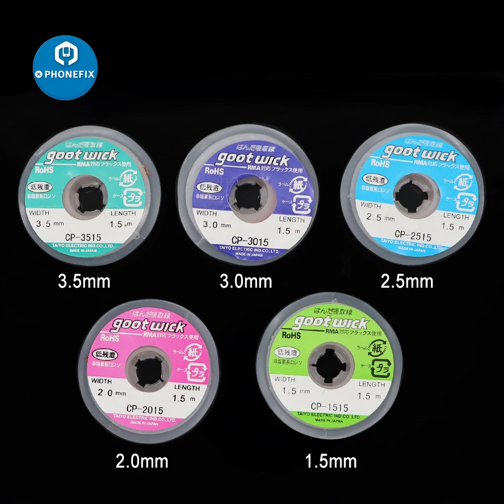 Mecha para reparación de cables, 1 unidad de 2,0mm, 3,5mm, 1,5 M, BGA, soldadura trenzada, reparación de soldadura, línea de absorción de estaño