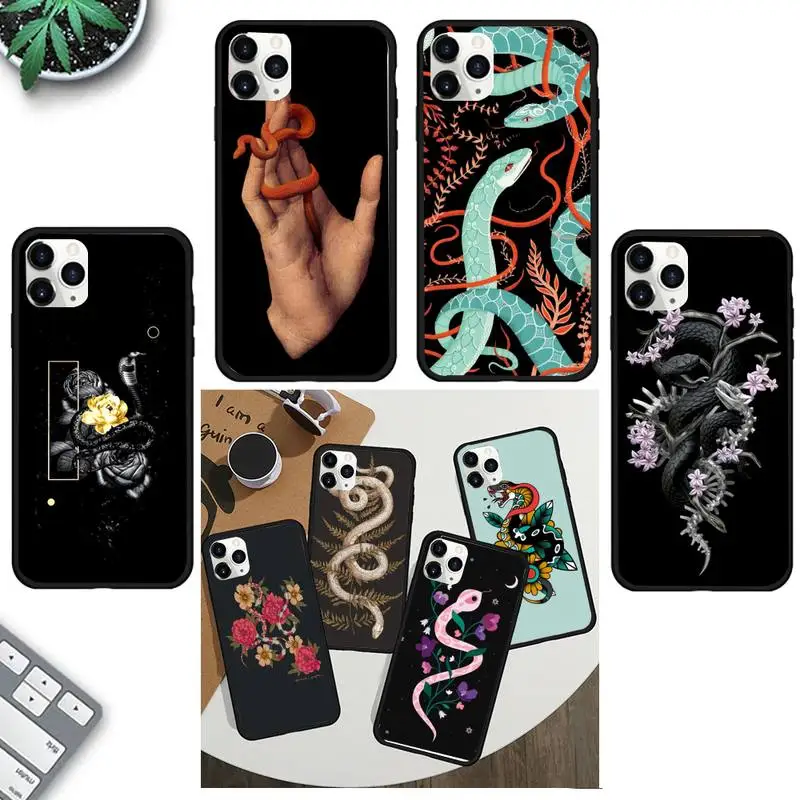 

Hand Snake Flower Snake Painting Phone Case For iPhone 13 11 8 7 6 6S Plus X XS MAX 5 5S SE 2020 XR 11 pro Funda capa