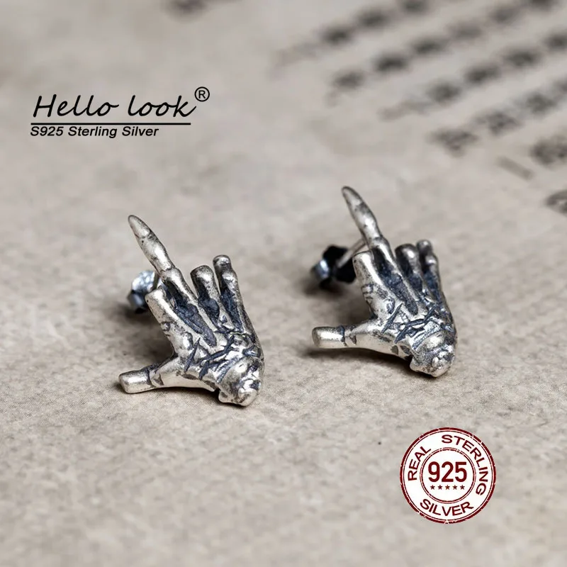 

Серьги-гвоздики Hellolook, серебристые, в готическом стиле