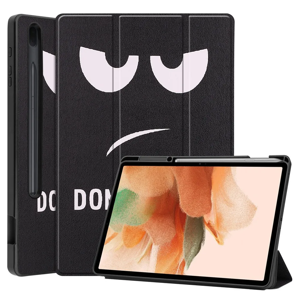 

Fashion PU Leather Case For Samsung Galaxy Tab S7 Lite 12.4 Inch T730 T735 Funny Printing Folding Protective Case Cover