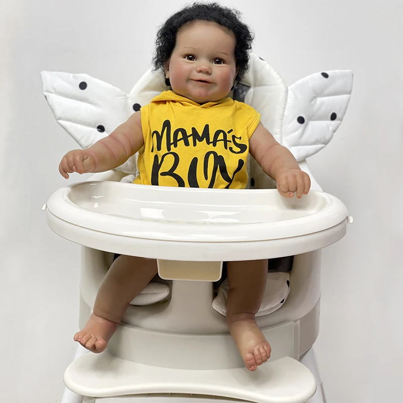 Кукла реборн 55 см в африканском стиле мягкая виниловая силиконовая кукла-реборн