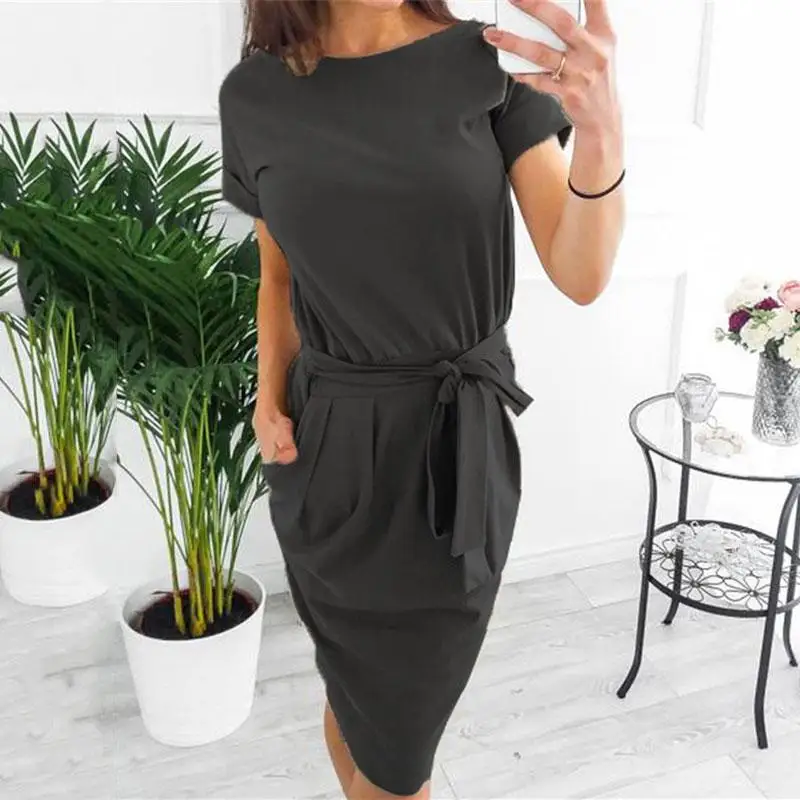 2021 размера плюс летнее платье для женщин с коротким рукавом Свободные вечерние