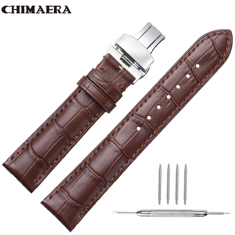 CHIMAERA ремешок для часов из натуральной кожи ремни 14-18 мм 19 20 21 22 24 черный коричневый