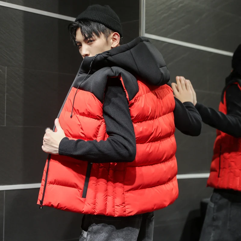 

Hooded Vest Men Winter Men Jacket Sleeveless Coat Warm Waistcoat Fashion Vest Large Size 8XL Male Cotton-padded Jacket thick men