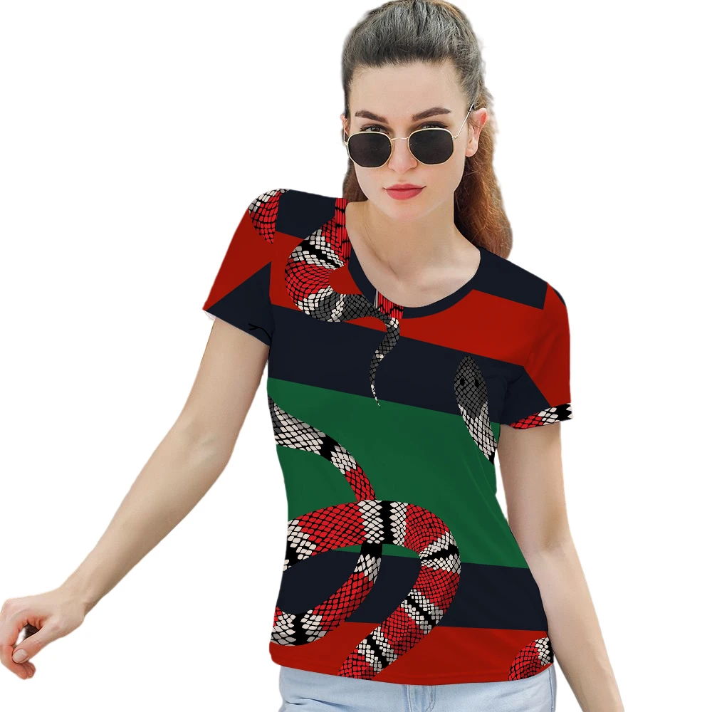 

2021 New Ladies T-Shirt 3D Floral Print Round Neck Casual Niche Design Sense Clothing Female Animal Series Short Sleeves