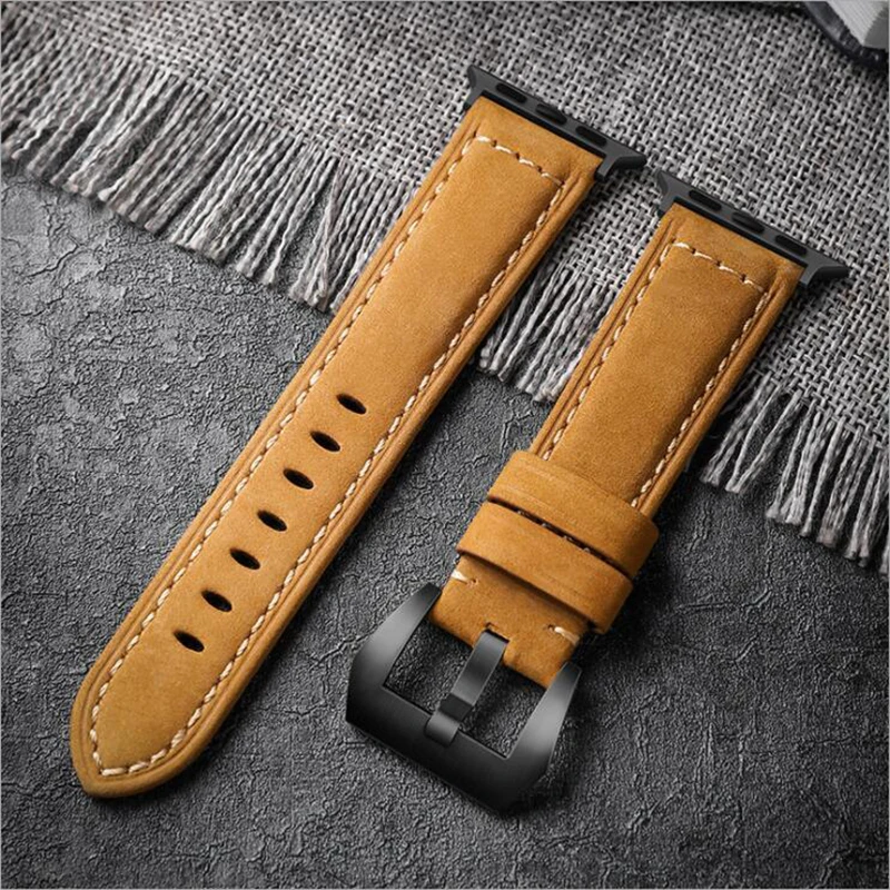 Crazy Horse Leather Frosted Suede Strap for Apple Watch Band 38mm 40mm 42mm 44mm Watch Reloj Accessories for iWatch 1/2/3/4
