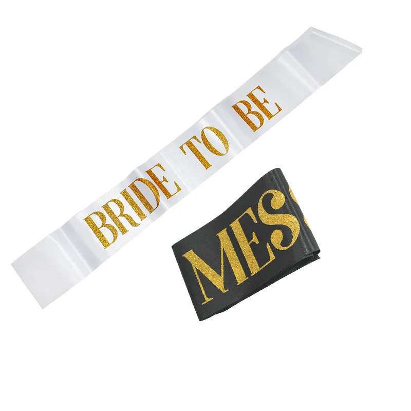 Белая лента для невесты на плечо черный горячий беспорядок декоративная свадьбы