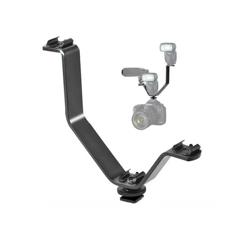 

DSLR Triple 1/4 резьбовое отверстие V кронштейн для вспышки 3 Горячий башмак для видеосъемки микрофоны мониторы для камер Видеокамеры