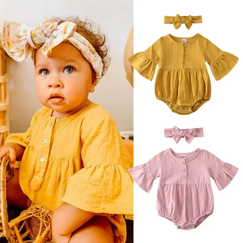 Комбинезон с расклешенными рукавами для новорожденных милая летняя одежда
