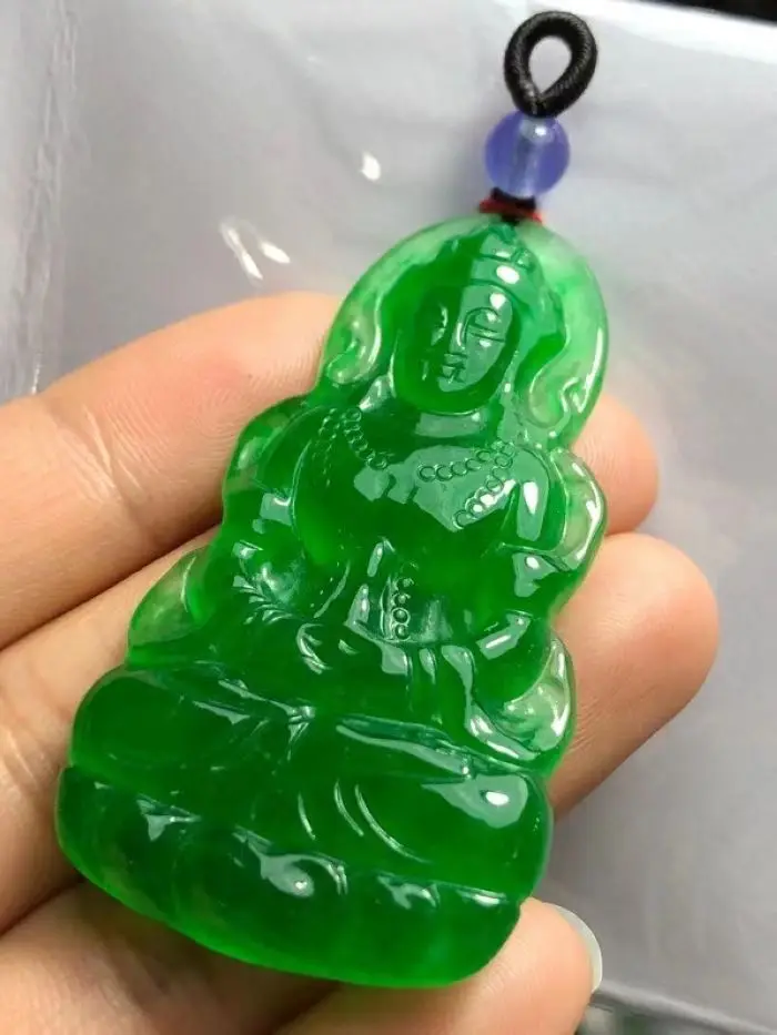 Superb Burma Green Jade Guan YIn Pendant Bless Buddha Amulet Churinga Emerald Talisman | Дом и сад