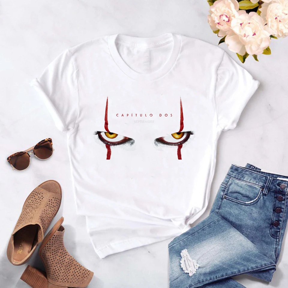 

Funny IT Movie T-Shirt Femme 2020 Summer Horror Movies Printed Tshirt Clown Custom Hipster T Shirt Women Tops Tee T Shirt Women