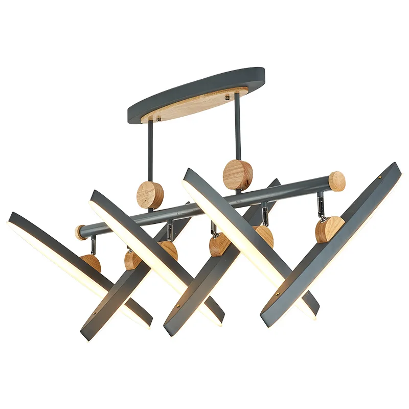 

New Arrival Art DECO LED Ceiling Lights For Kitchen Modern Gray Metal With Wood Bedroom Lamp Green Rooms Light Fixture