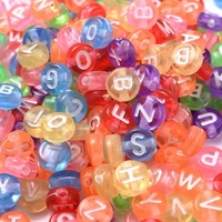 100pcs color transparent mixed letter acrylic beads round flat spacer beads for jewelry making diy necklace bracelet supplies