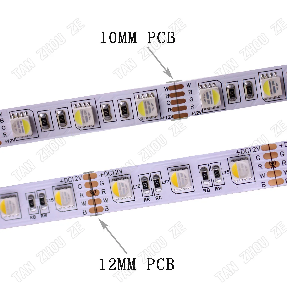 10 мм PCB RGBW Светодиодная лента 5050 DC12V гибкий светильник RGB + белый/RGB теплый белый 4