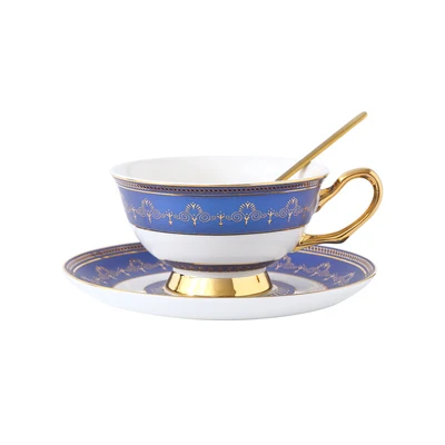 

European Teacup Textured Porcelain Cup Handpainted Afternoon Teacup Ceramic Tea Saucer Set Ceramic European Coffee Cup Set E5