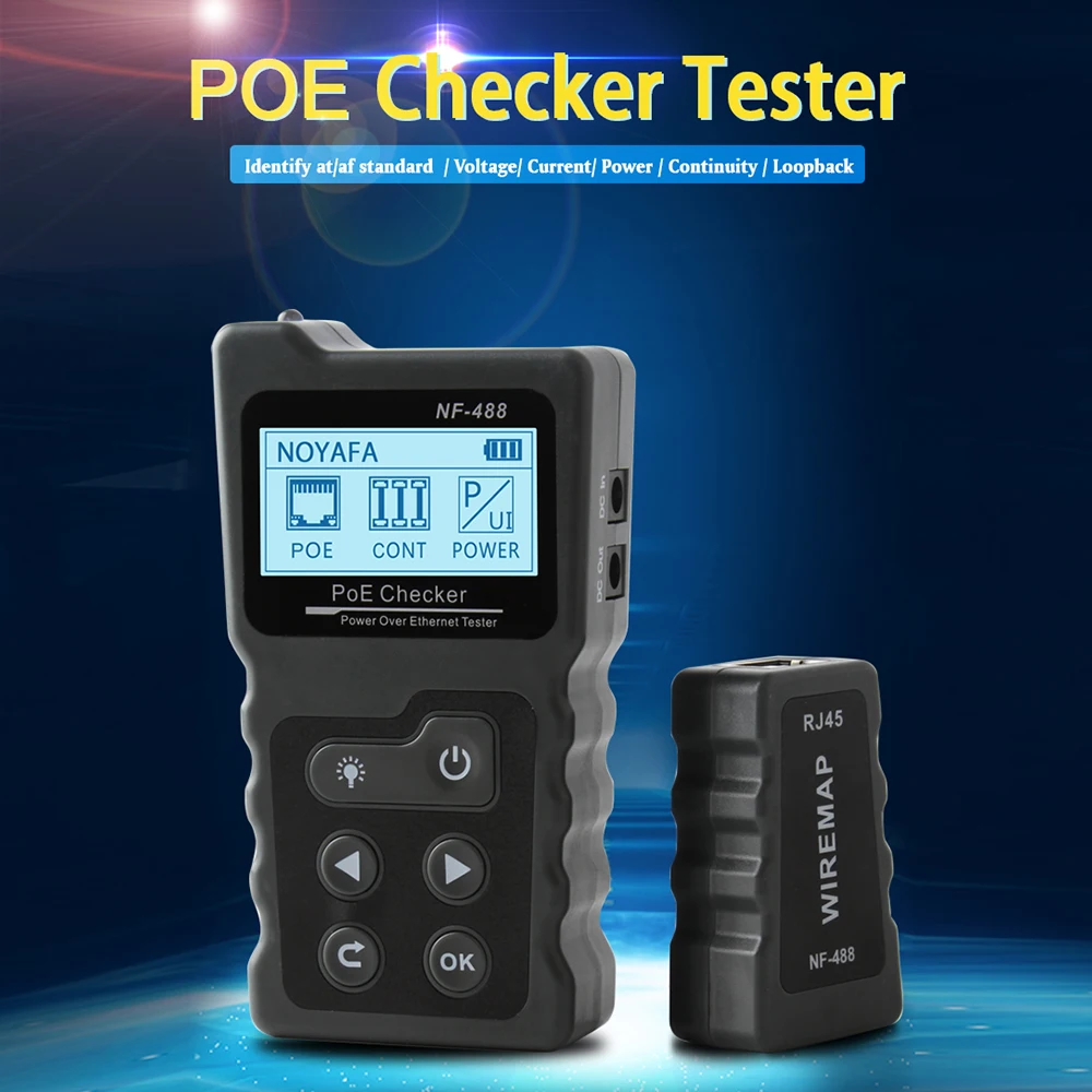 Многофункциональный ЖК-сетевой кабельный тестер с портом PoE Checker Inline PoE Тестер напряжения и тока с кабельным тестером