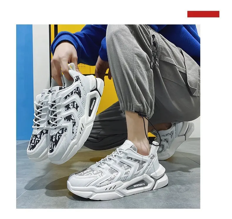 

Man Sneakers Breathable Zapatillas Hombres Fashion Men's Height Increasing Casual Daddy Shoes Damping Outdoor Jogging Shoes