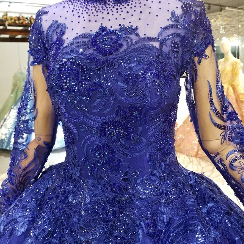 LS324771 синее мусульманское puffy vintage вечернее платье для матерей невесты с длинными