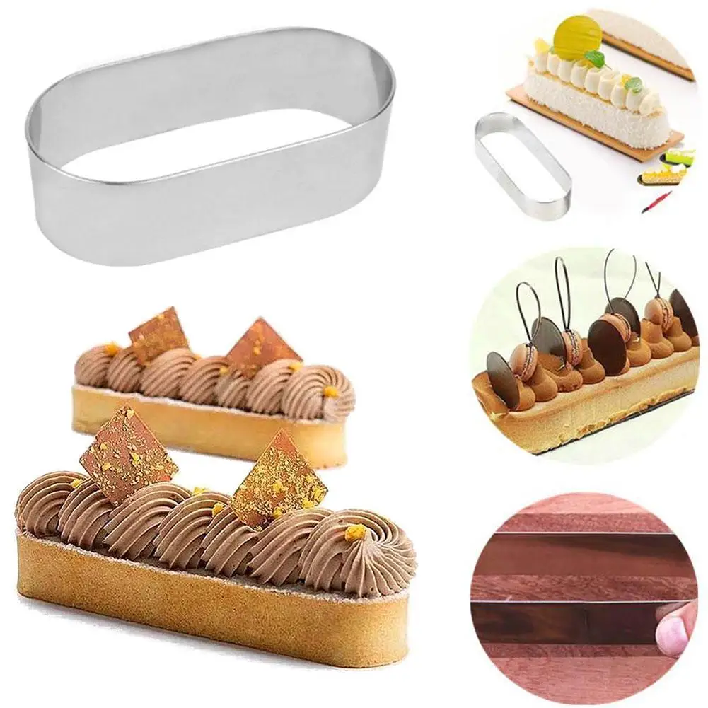 

1pc 4 Sizes Steel Long Oval Cake Mousse Ring Mini Metal Tiramisu Mold Baking Ring DIY Kitchen Pastry Tools Bakeware
