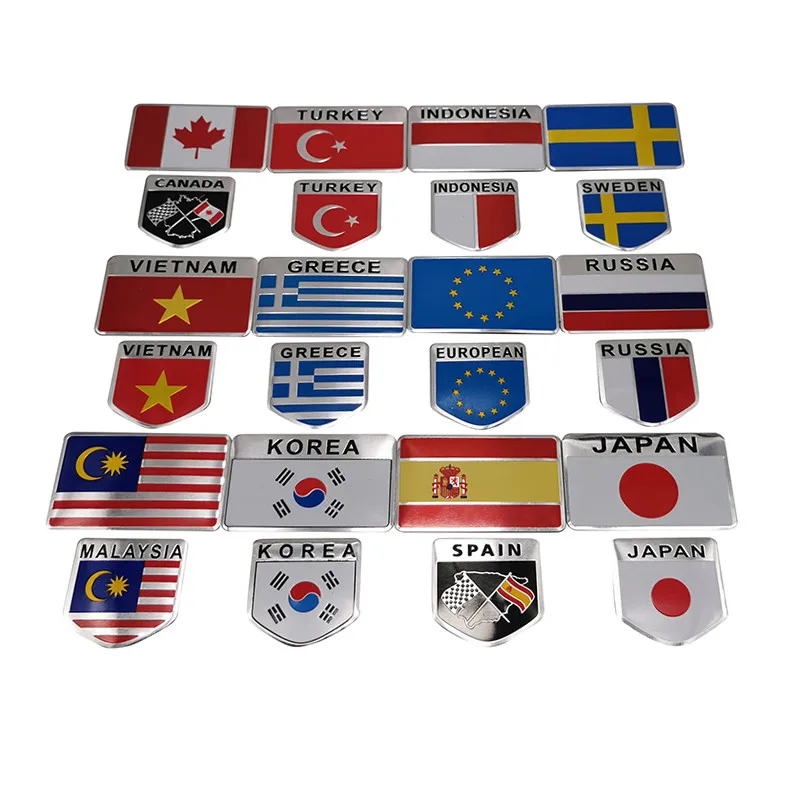 1 шт. Автомобильная наклейка алюминиевый флаг Наклейка Флаг щит 3D верхнее