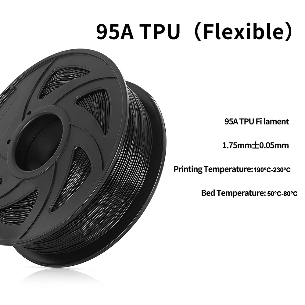 

3D Printer Filament 1.75mm 1kg 2.2lb Spool Dimensional Accuracy Strong Flexible TPU Filament for Most FDM Printers