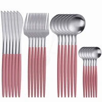 gold dinnerware set matte fork spoon knife cutlery set stainless steel western silverware 24pcs tableware set for kitchen