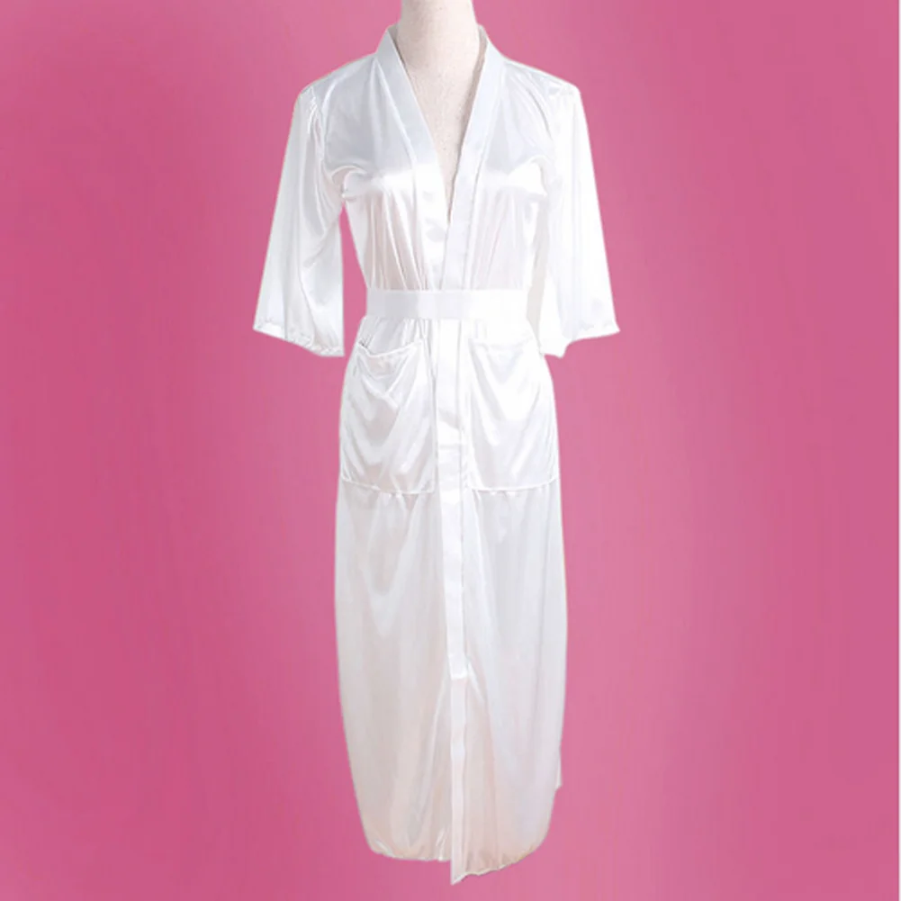 Популярная Женская Роскошная ночная рубашка атласное кимоно одежда для сна