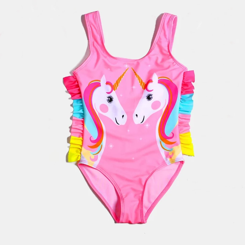 Купальник для девочек слитный купальный костюм с единорогом Prety Girl детская