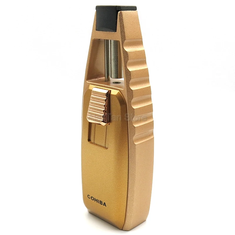 Rose Gold Высококачественный фонарь COHIBA, зажигалки, ветрозащитная 1 струйная многоразовая зажигалка, креативный пистолет, регулируемая Зажигалка для сигар - Цвет: Rose Gold