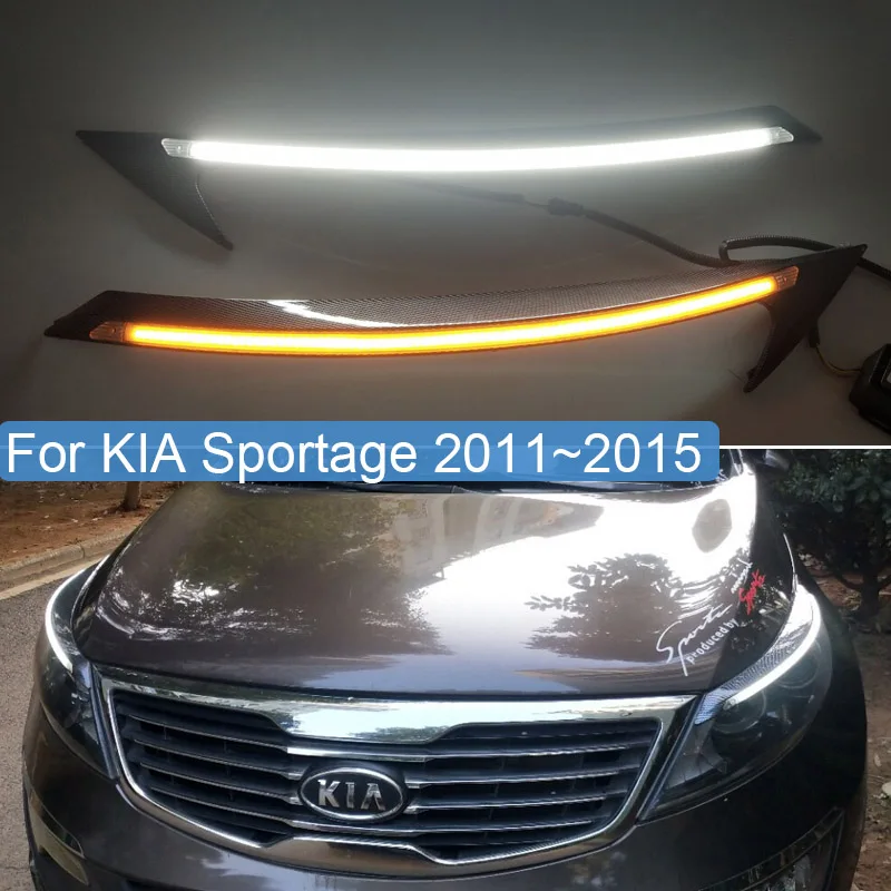 Для Kia Sportage 2011 2015 светодиодный головной светильник для бровей дневные ходовые