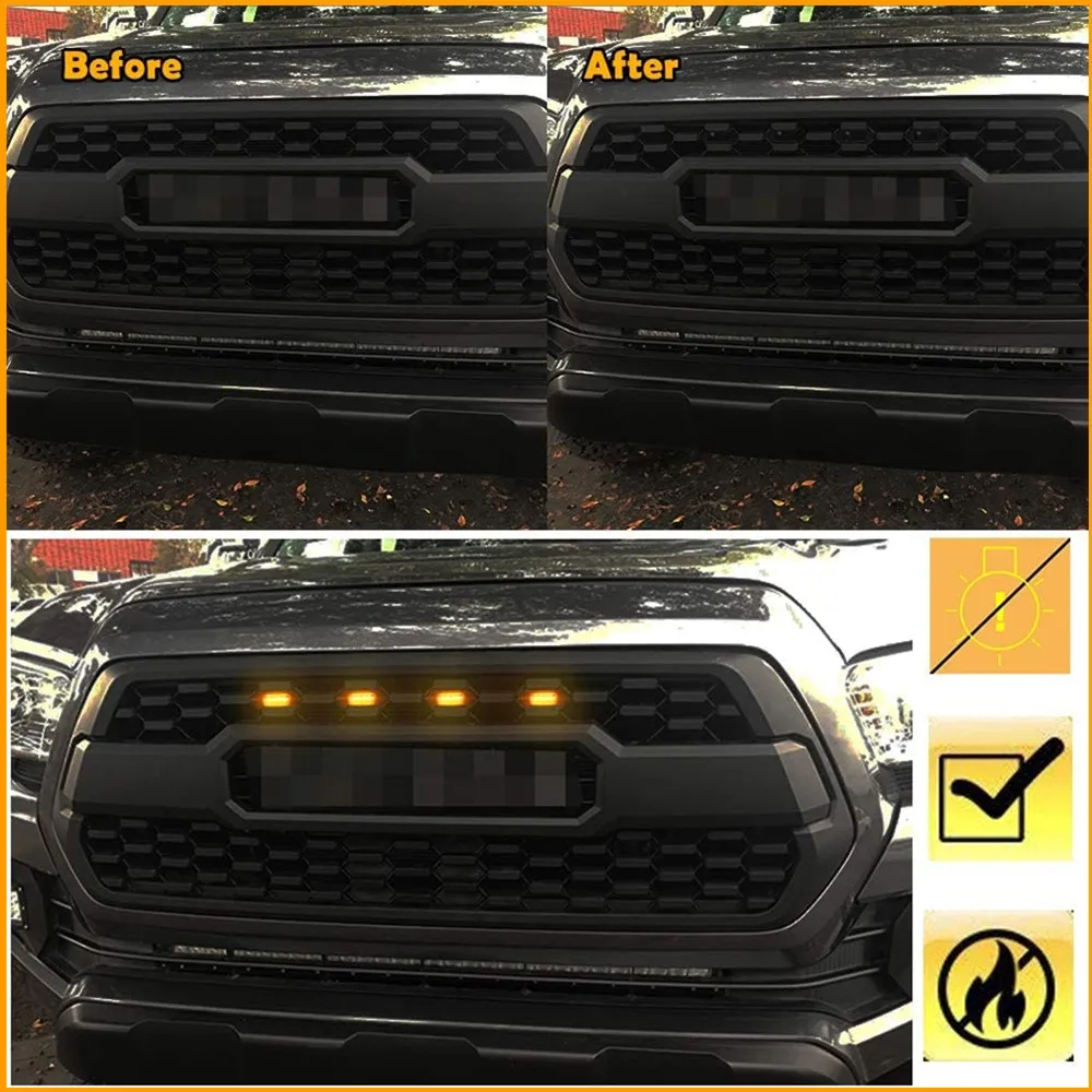 BeCar 4 шт. прозрачные/дымчатые линзы белый светодиод Передняя решетка освещения