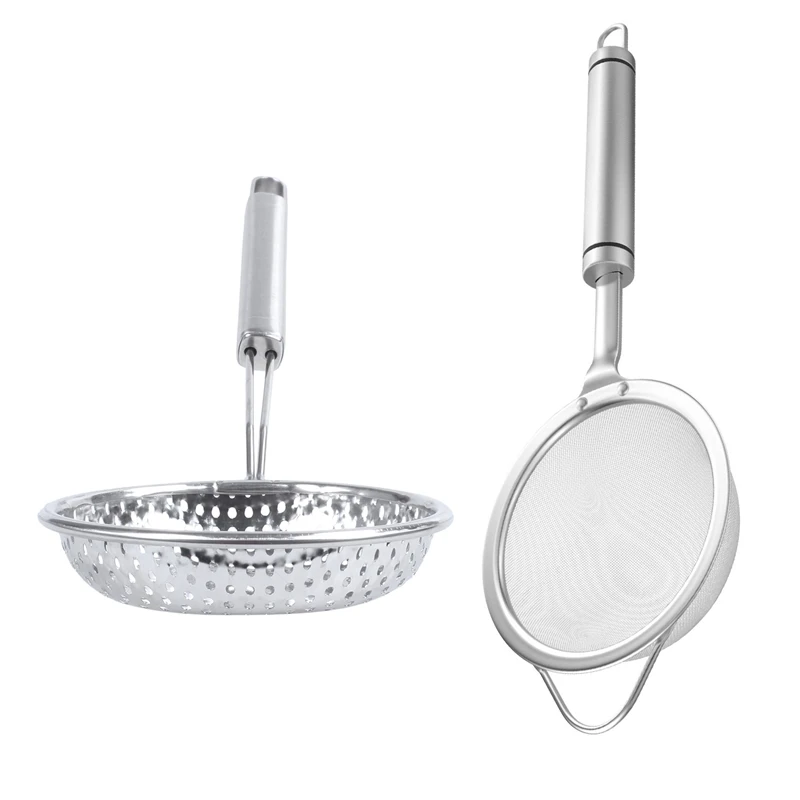 Главная Серебряный тон нержавеющей стали перфорированный ковшовый дуршлаг 13