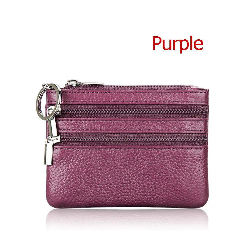 

Женский кошелек из натуральной кожи, клатч, короткий маленький кошелек для монет, Новая мягкая однотонная сумка на 3 молнии