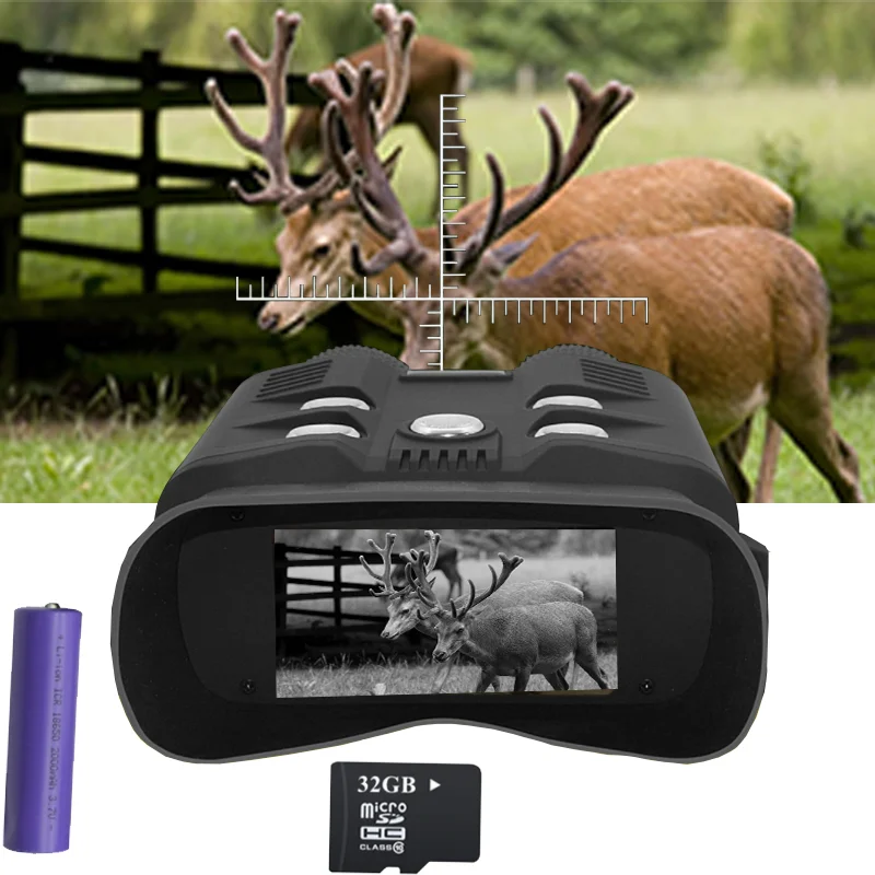 

Night Vision Goggles 3.2 inch 5MP Starlight Sensor1-8x zoom 3 Level Photography Infrared Binocular 32G Memory Card For Hunting