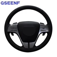 car accessories steering wheel cover for mazda 6 atenza 2009 2013 diy black hand stitched genuine leather steering wheel cover
