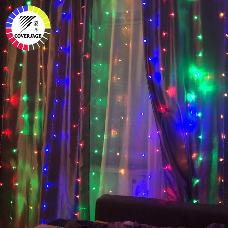 coversage christmas led lights curtain garland 3x3m led string fairy decorative outdoor indoor home wedding decoration net light free global shipping