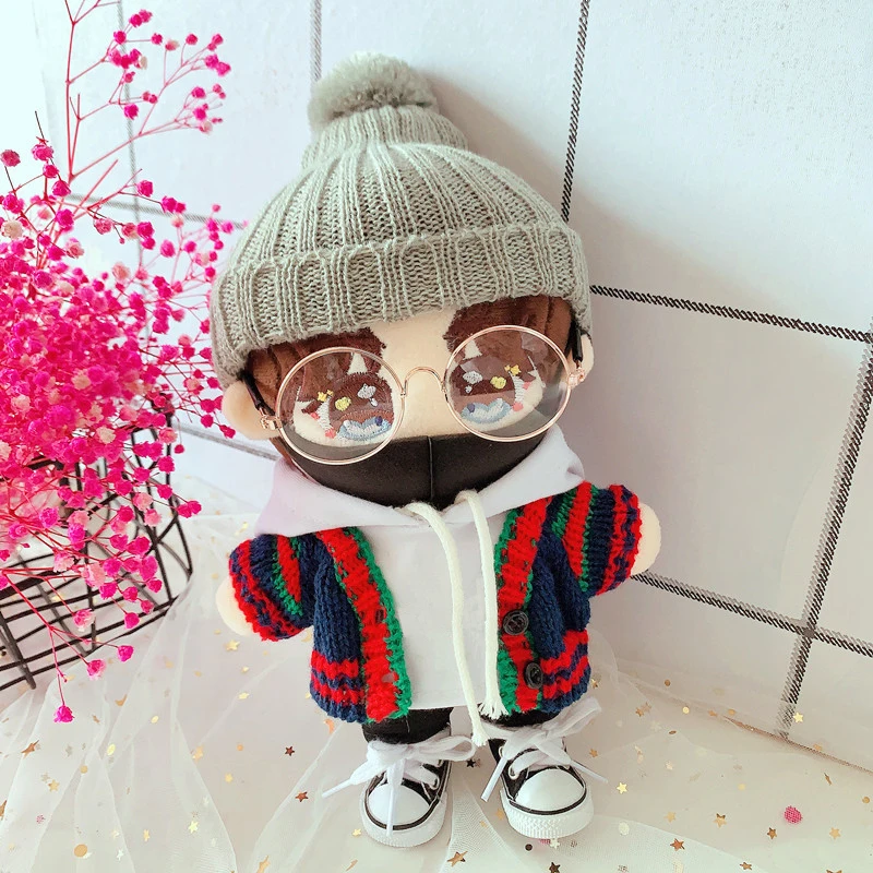 

Handsome Doll Clothes 20cm Idol Plush Dolls Clothing Accessories Glasses Pants Sweater Stuffed Toys for Korea Kpop EXO Dolls