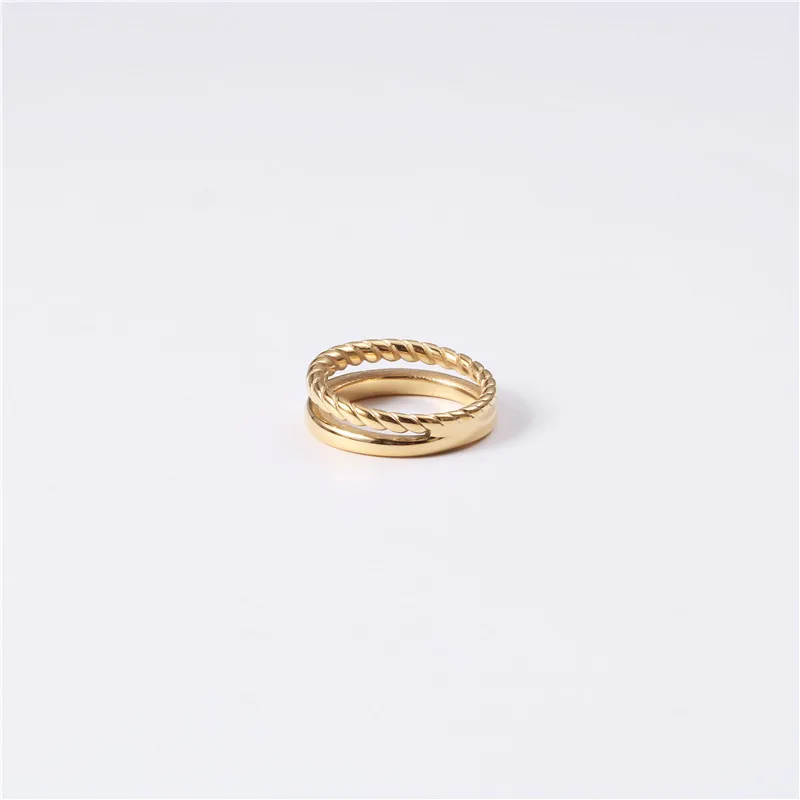 

Joolim Double Twisted Rings for Women Gold Color Stainless Steel Rings for Women